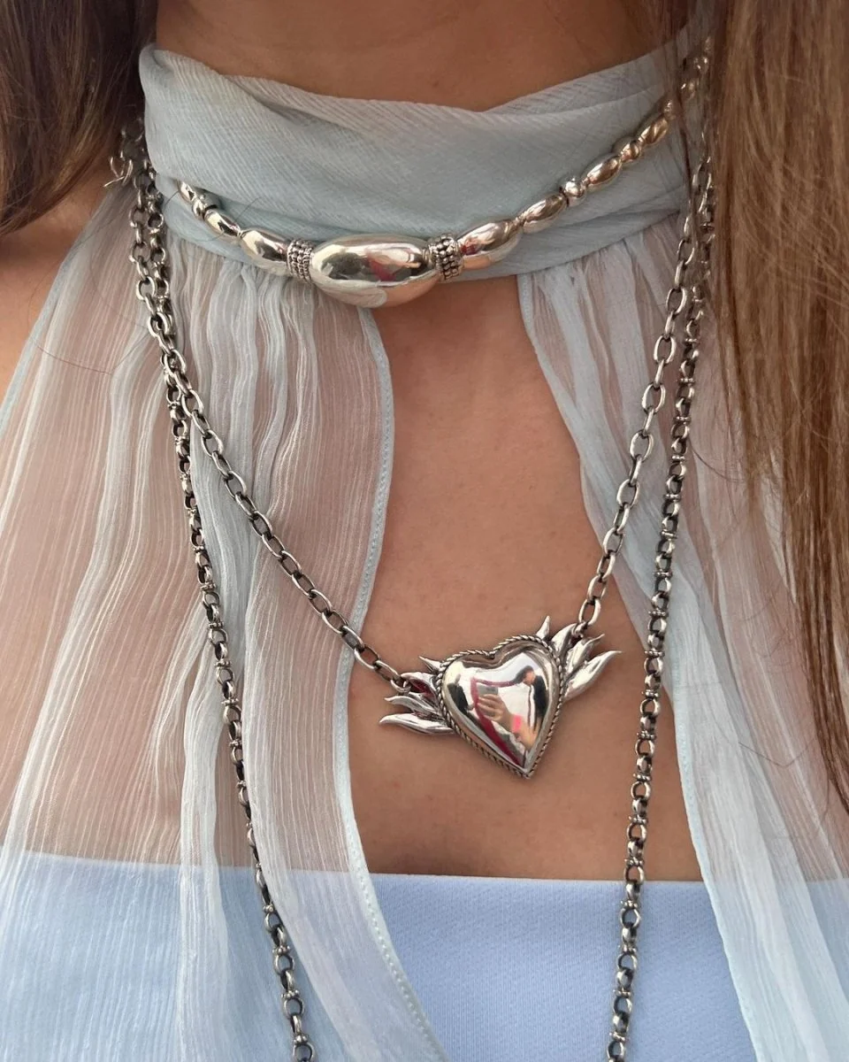 Chunky Chain Necklace “Flame Heart” - Image 3
