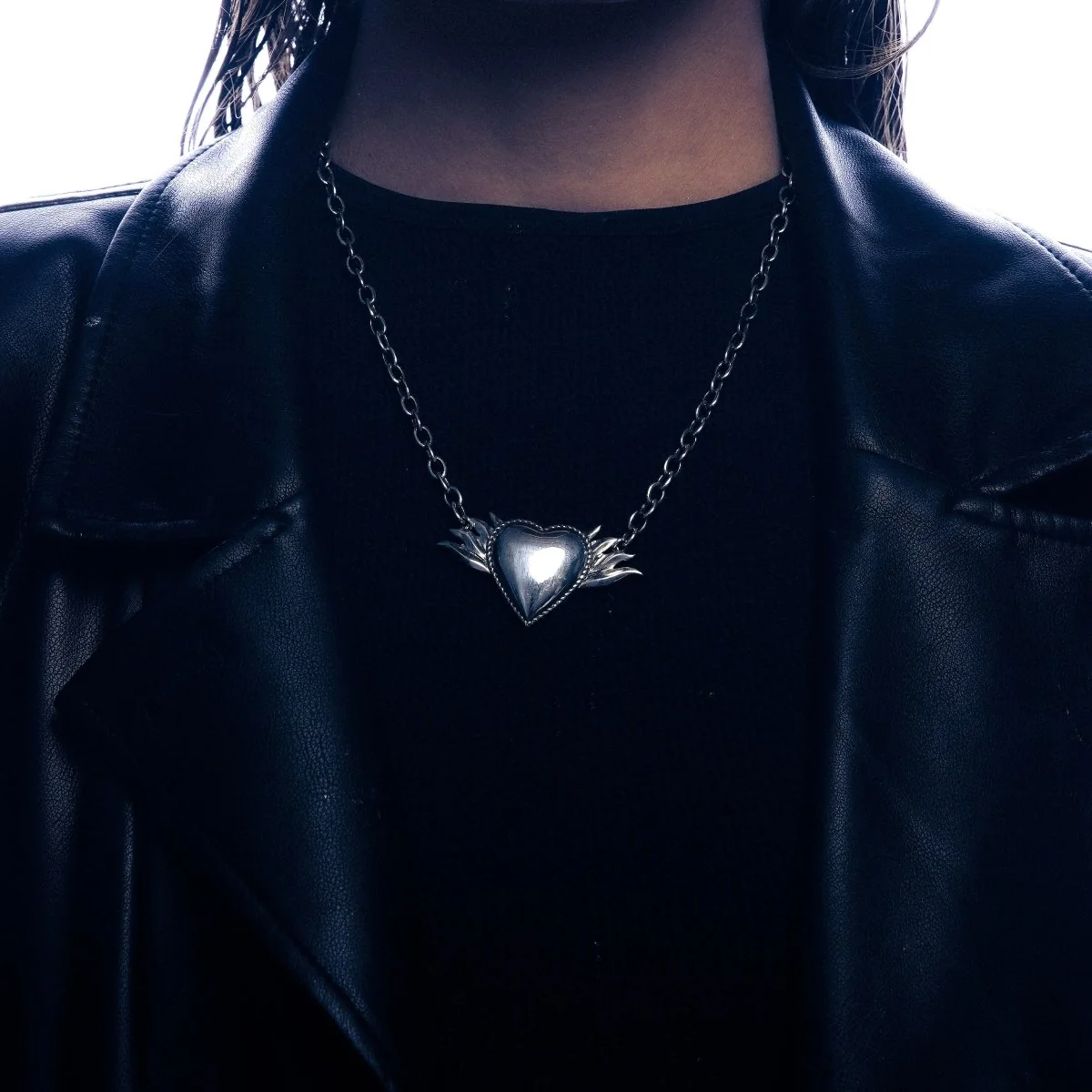 Chunky Chain Necklace “Flame Heart” - Image 4