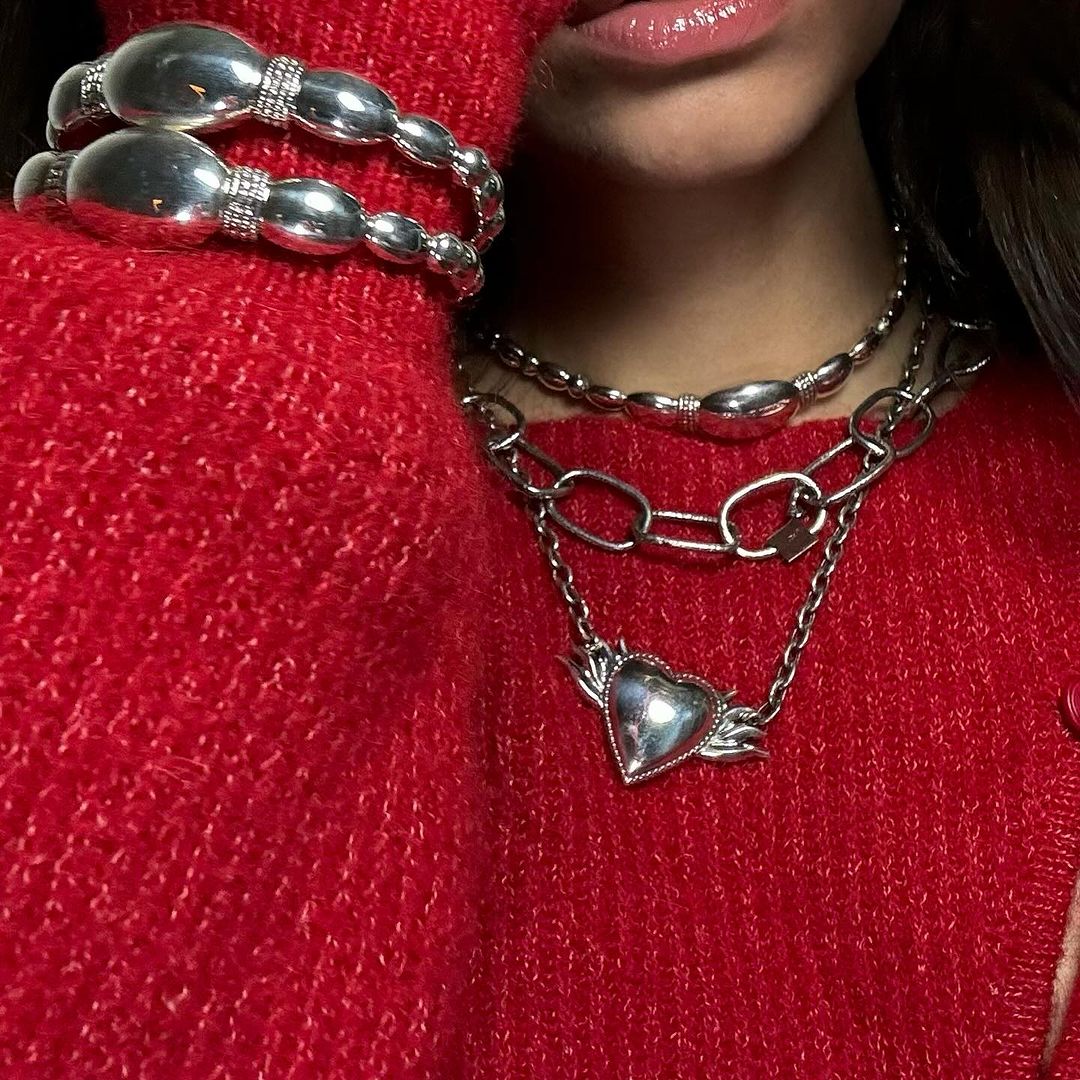 Chunky Chain Necklace “Flame Heart” - Image 5