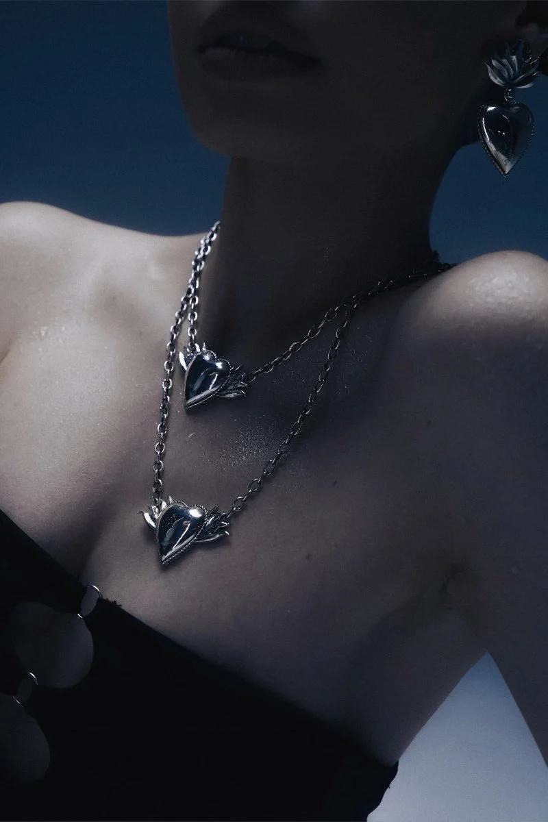 Chunky Chain Necklace “Flame Heart” - Image 6